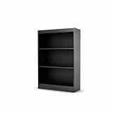 Pure Black Finish Three Shelf Bookcase