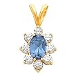 14K Yellow Gold London Blue Topaz and Diamond Pendant
