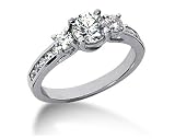 0.48CTW Diamond Three Stone Ring with Side Stones in 14k White Gold