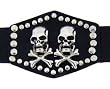 Dual Skulls Wide Leather Biker Band Halloween Accessories