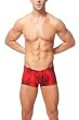 1st Fantasies Tight Fitting Male Power Red Skyview Pouch Shorts Have a Rock Star Flair in the Fabri