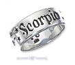 Sterling Silver 7mm Antiqued Scorpio Zodiac Band Ring - Size 9.0