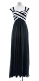 Tadashi Collection Black/White Silk Pleated Bodice Sleeveless Gown Dress