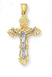 14K Two-Tone Gold Crucifix - 1.5