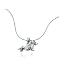 925 Oxidized Sterling Silver Small Movable Dachshund Dog Pendant Necklace 18 Fashion Jewelry for Women, Teens - Nickel Free