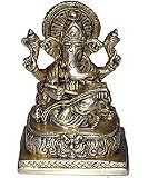 Shalincraft Sitting Statue of Lord Ganesha a Hindu God Made in Brass From India 4 X 3 X 5.5 (Ganeshab012)