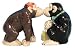 Kissing Chimpanzee Monkeys Chimps Ceramic Salt & Pepper Shakers