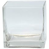 JLGLASS Square Clear Vase, 4"