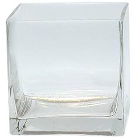 6pc Clear Square Glass Vase Vases - Cube - 5 Inch - 5