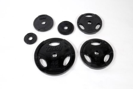 300 Pound Interlocking - Rubber Encased - Easy Grip Olympic Weight Set with Bar & Collars