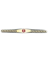 10K Yellow Gold Medical Alert ID Curb Chain Bracelet - Length 7 Inch