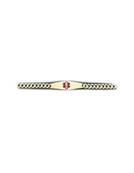 14K Yellow Gold Medical Alert ID Curb Chain Bracelet - Length 7 Inch