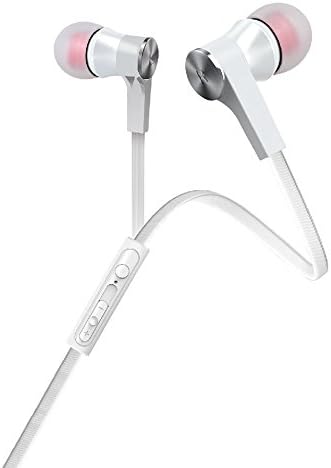 FlexLos SM451 Metal in Ear Earbuds Earphone with Microphone and Volume Control Headphone for Iphone and Other Smartphones (White)