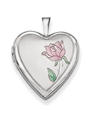 Genuine IceCarats Designer Jewelry Gift 14K 20Mm White Gold Enamel Rose Heart Locket