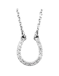14K White Gold Diamond Horseshoe Necklace