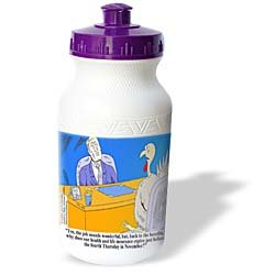 Londons Times Funny Holidays Cartoons - Thanksgiving Benefits For Turkey Employees - Water Bottles