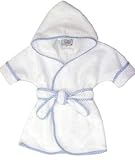 Personalized White Cozy Bath Robe with Blue Trim