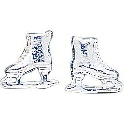 Sterling Silver Ice Skate Stud Earrings Jewelry
