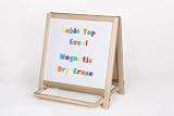 Table Top Two-Sided Easel - Magnetic Whiteboard & Green Chalkboard with Tray (H18.5 x W18ins)
