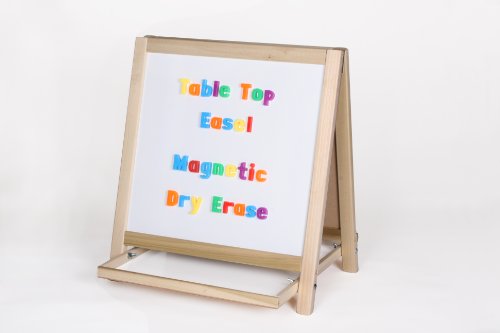 Table Top Two-Sided Easel - Magnetic Whiteboard & Green Chalkboard with Tray (H18.5 x W18ins)