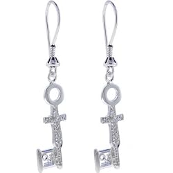 PENTHOUSE Sterling Silver Skeleton KEY Earrings