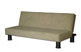 Convertible Futon Sofa with Decorative Stitching in Sage Microfiber