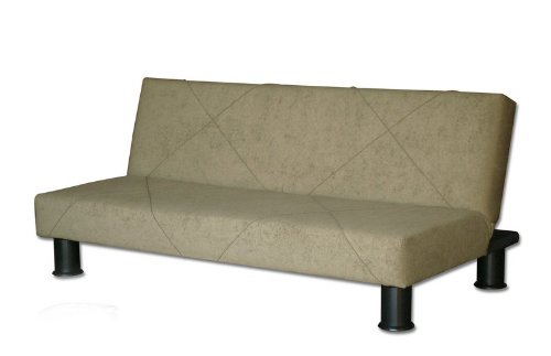 Convertible Futon Sofa with Decorative Stitching in Sage Microfiber