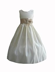 Girls Sateen/Taffeta Flower-Girl Dress  With a Sash 