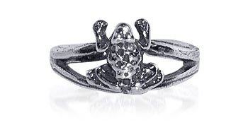 Sterling Silver Antique Finish Toering Frog Toe Ring