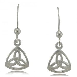 Sterling Silver Celtic Irish Triangle Triquetra Earrings
