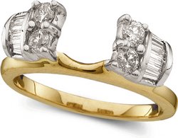 3 4 ctw Round and Baguette Diamond Wrap in 14K Two Tone Gold