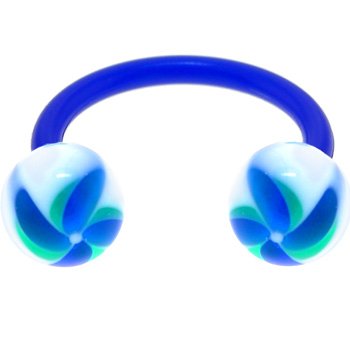 BIOPLAST Blue FLORAL SWIRL Circular Horse Shoe
