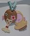 Fluffs Luggage Tag-Brown BubbleHair W Pink Flower