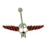 Pugster Halloween Belly Navel Ring Spiky Skull Belly Navel Ring Body Jewelry