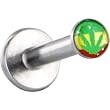 Surgical Steel Color RASTA GANGA LEAF Logo Push In Labret