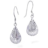 Sterling Silver Diamond Cut Filigree Dangle Earrings