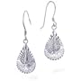 Sterling Silver Diamond Cut Filigree Dangle Earrings