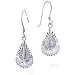 Sterling Silver Diamond Cut Filigree Dangle Earrings