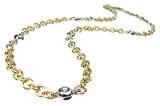 14K Yellow Gold Link Necklace, with Bezel Set Diamonds