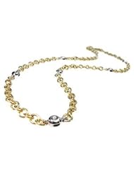 14K Yellow Gold Link Necklace, with Bezel Set Diamonds