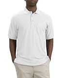 Upscale Men's Silk Touch Pique Knit Sport Shirt With Pocket - White