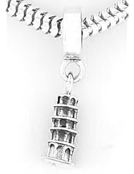 Sterling Silver Reflections Dangling Tower of Pisa Travel European Bead