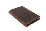 Refillable Genuine Leather Composition Pocket Notebook, Dark Brown