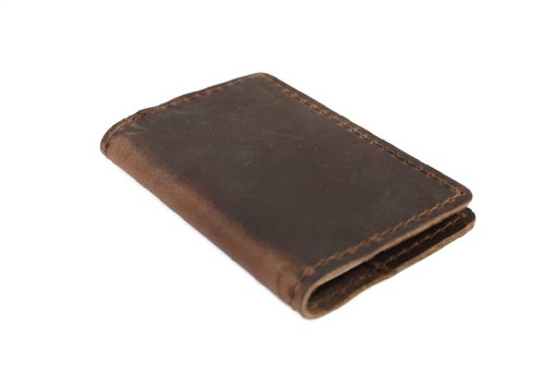 Refillable Genuine Leather Composition Pocket Notebook, Dark Brown
