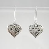 Little Sterling Silver Dangling XOX Heart Earrings, #9218