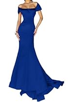 Hot Sale Gorgeous Bridal Satin Sexy Off Shoulder Evening Dresses Sheath Long- US Size 12