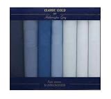 7 Pack Mens Boxed 100% Cotton Blue Dyed Handkerchiefs