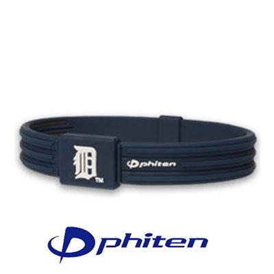Phiten American League MLB S-Type Titanium Bracelet Team: Detroit Tigers, Size: 7 1/2in