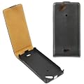 BLACK PREMIUM PU LEATHER CASE FOR SONY ERICSSON XPERIA X12 ARC / ARC S - VERTICAL FLIP CASE COVER POUCH