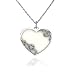 Sterling Silver Marcasite and White Jade Heart Pendant, 18"